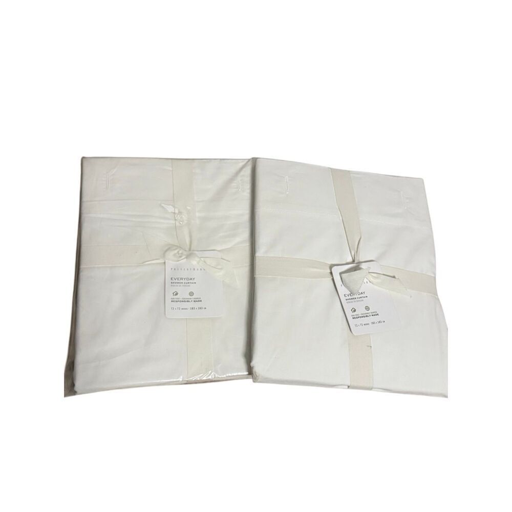 NWT POTTERY BARN Everyday Shower Curtain 100% Cotton 72x72 BUNDLE